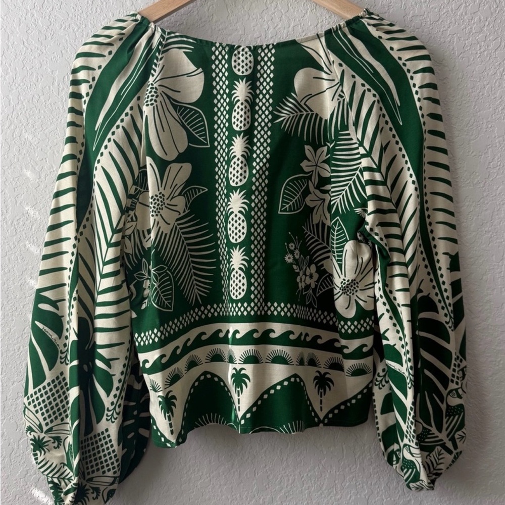 FARM Rio Green & Cream Noite das Araras
Tropical Tie-Front Blouse - Picture 2 of 5